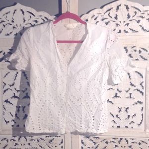 White Eyelet Top